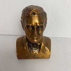 Vintage Abraham Lincoln Abe Banthrinco Bust Piggy Bank President Patina NO KEY